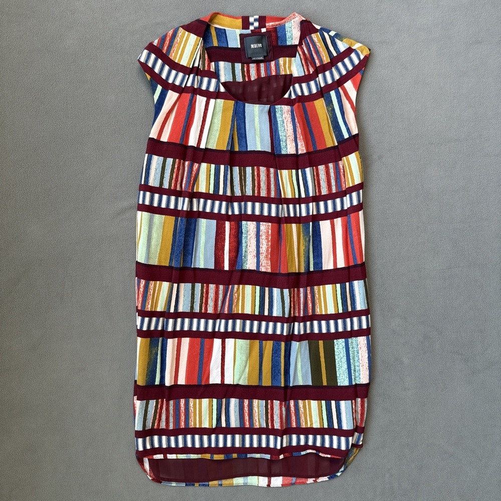 Anthropologie Maeve Dress Womens 2‎ Red Motif Au Revoir Shift Sleeveless Lined